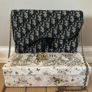 Dior Saddle Clutch with chain